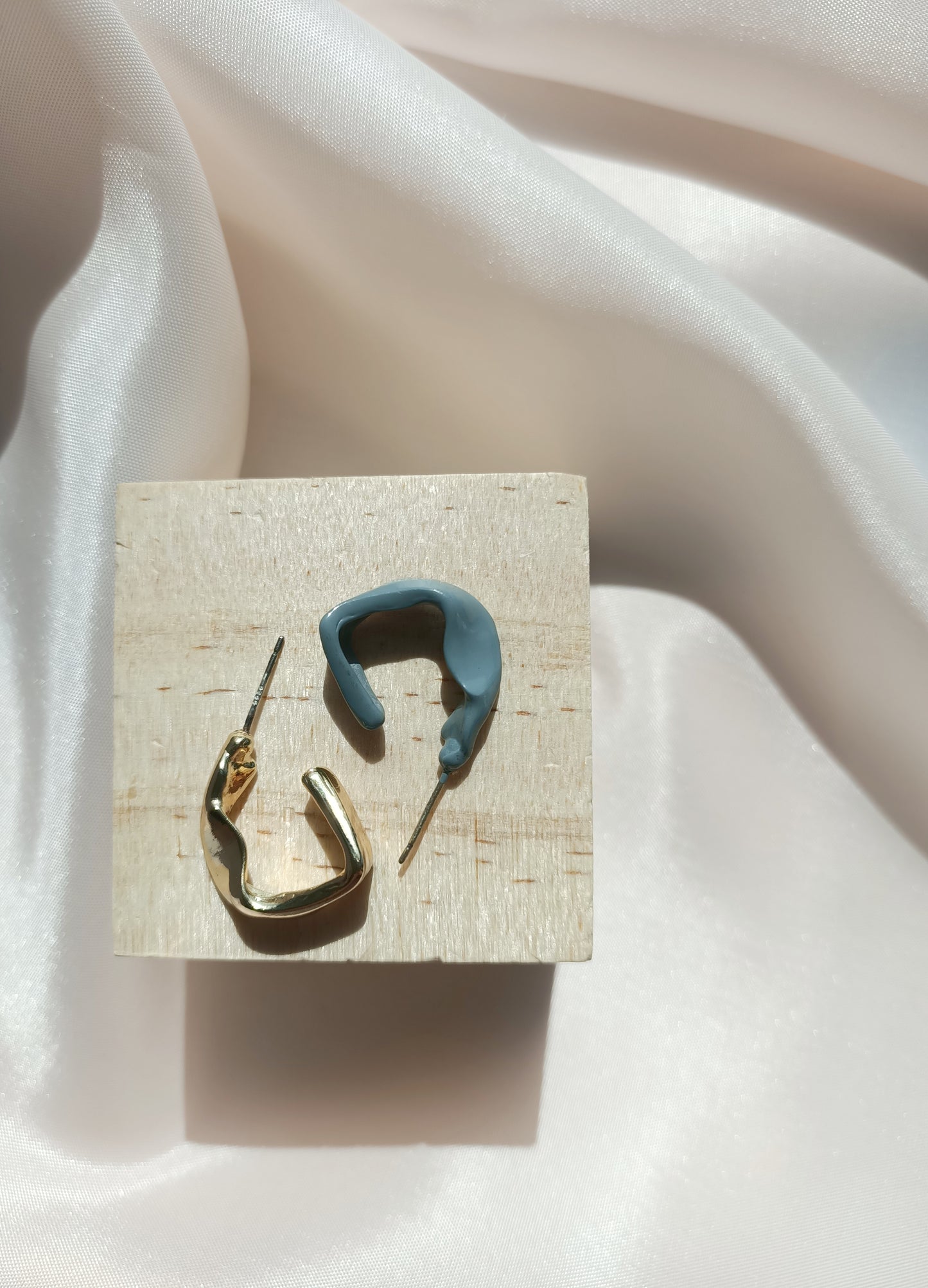 Gold Blue 925 Silver Earrings