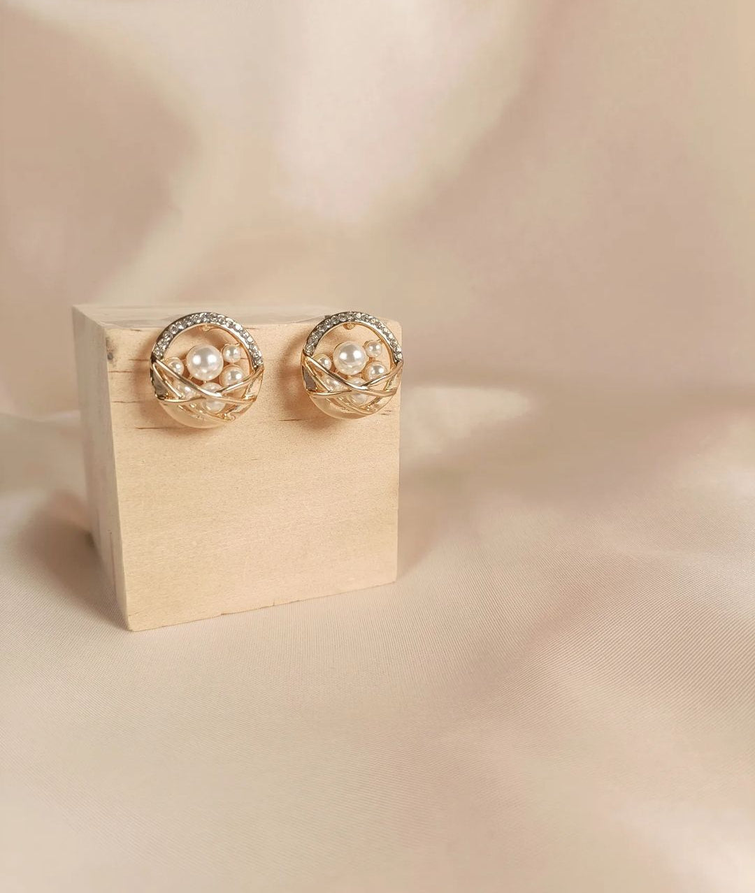 Starry Night Pearl Circle Earrings