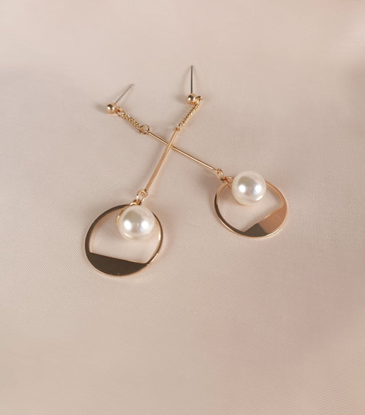 Golden Pearl Hoop Earrings