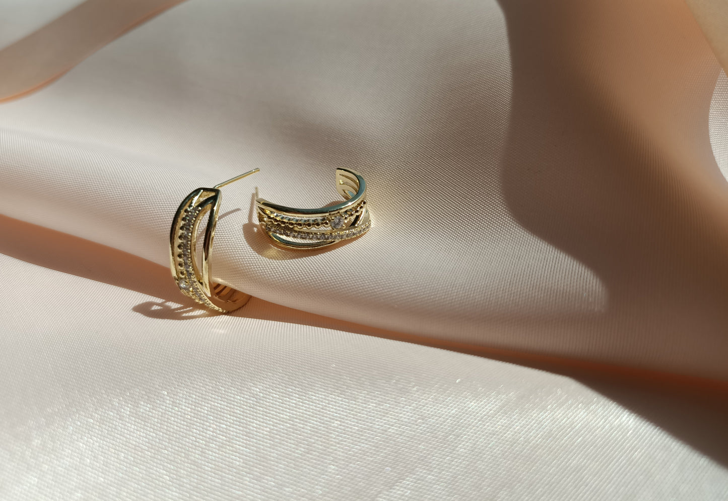 Crescent 14K Gold plated earring
