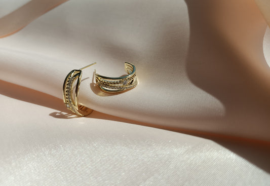 Crescent 14K Gold plated earring