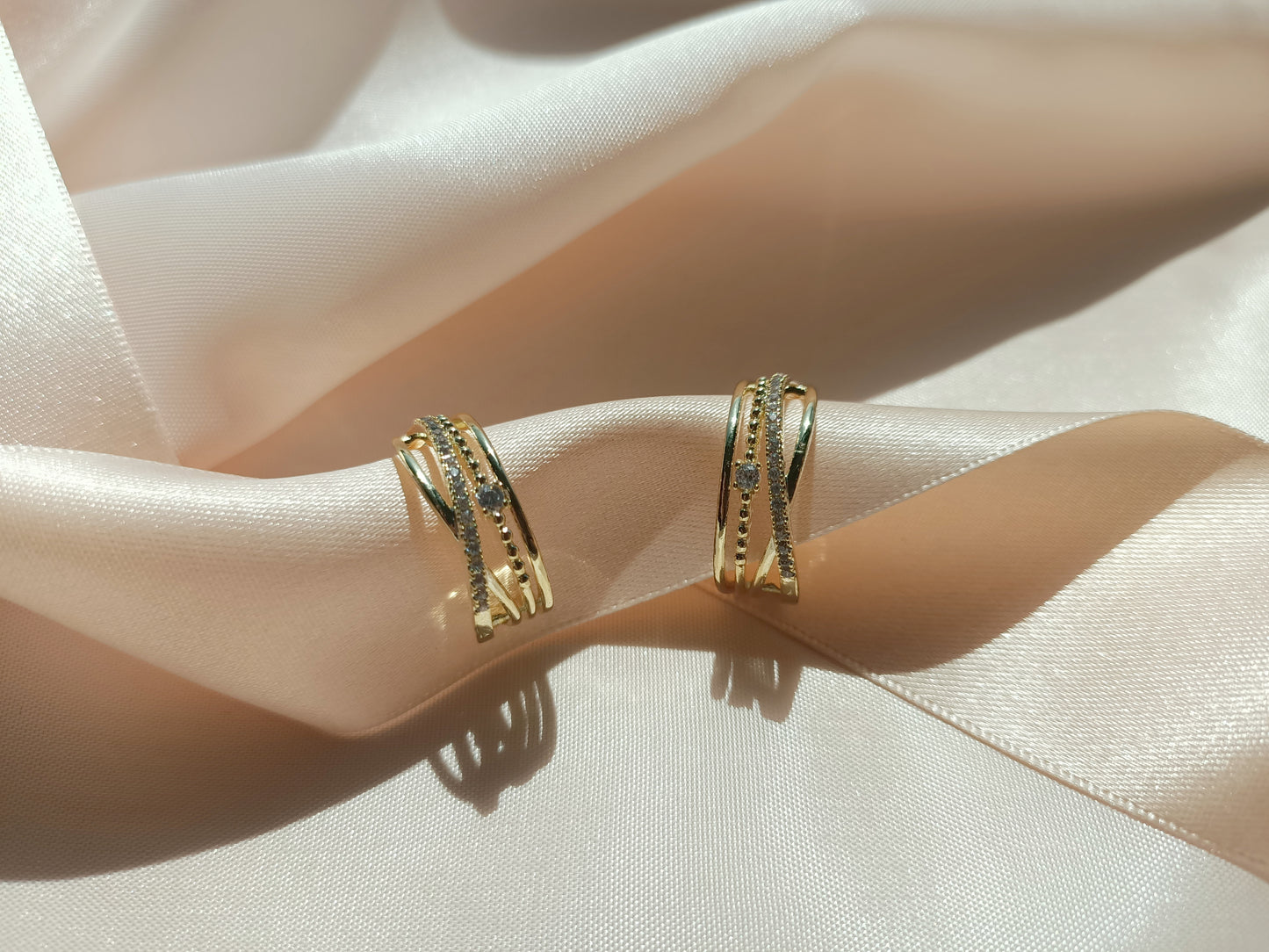 Crescent 14K Gold plated earring