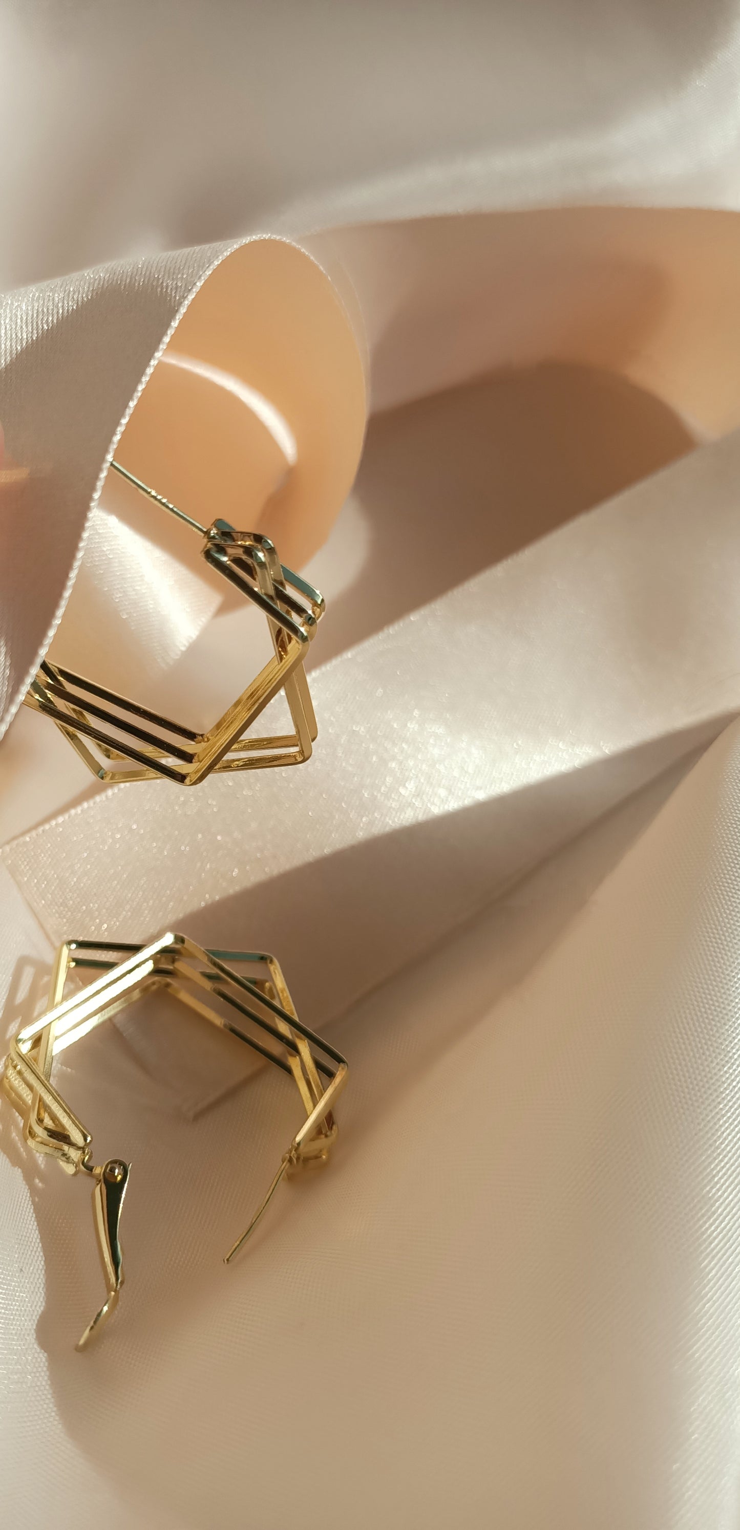 Hexagons 14K Gold Plated Earrings