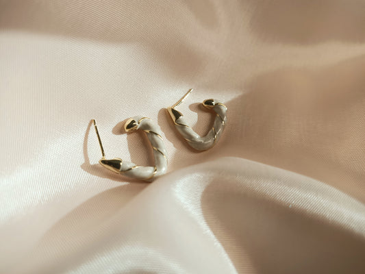 Triangle White Gold Earrings