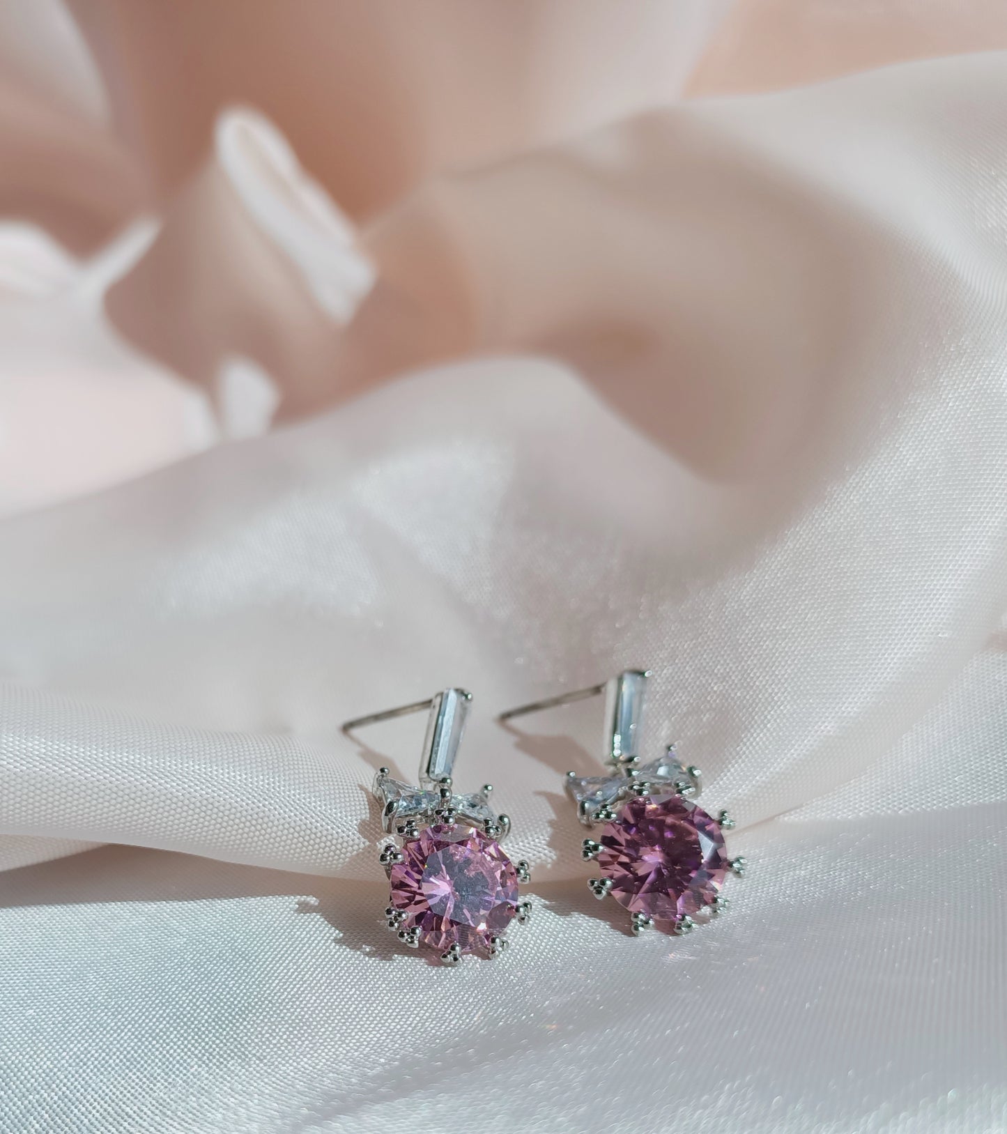 Lavender Diamond Drop Earrings